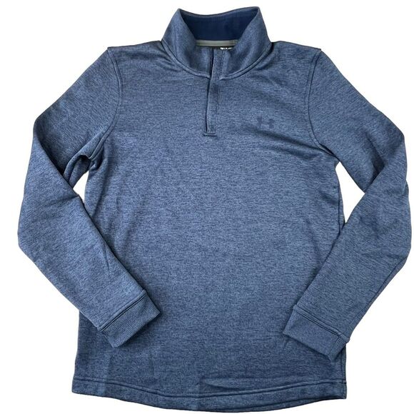 Under Armour Mens 1/4 Zip Pullover Sweatshirt‎ SZ Small Blue Loose Fit Cold Gear - Picture 1 of 9